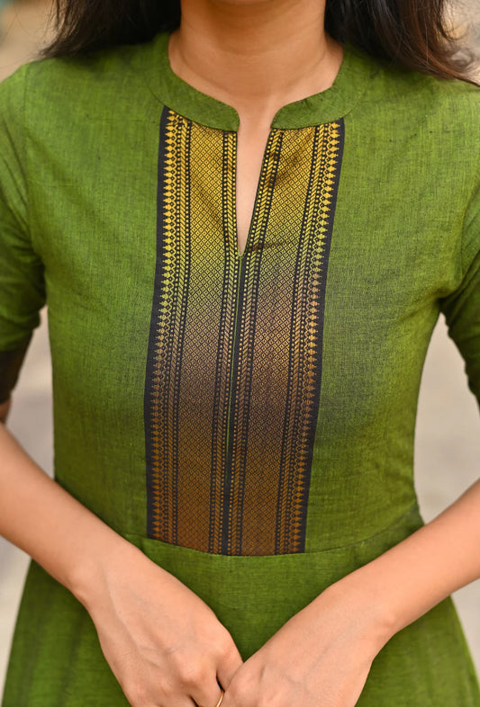 Green Cotton handloom Mangalgiri Kurti