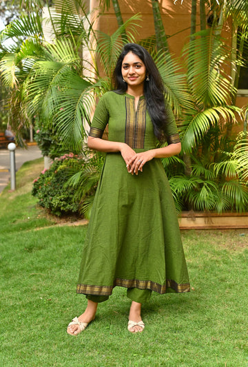 Green Cotton handloom Mangalgiri Kurti