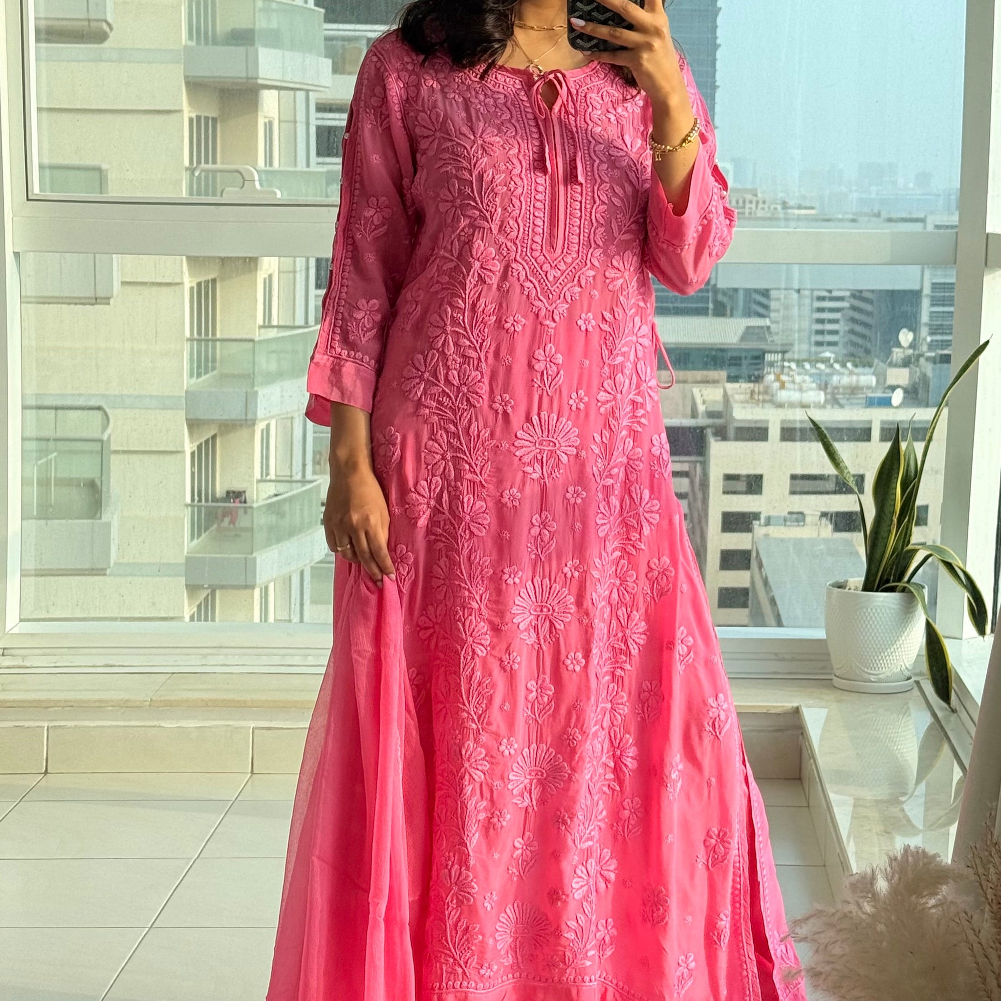 Pink Moti Sitara - Crepe Suit