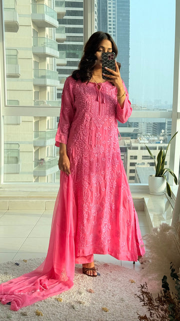 Pink Moti Sitara - Crepe Suit