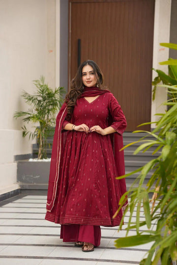 Maroon Colour Maslin Anarkali Suit Set