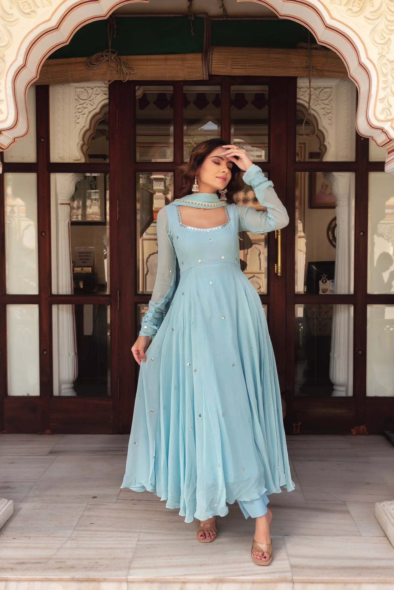 Aaina Sky Blue Suit Set