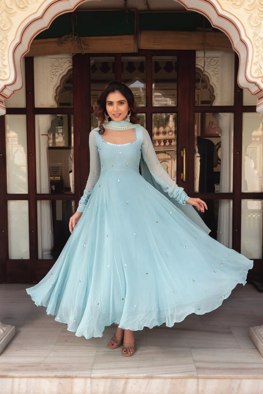 Aaina Sky Blue Suit Set