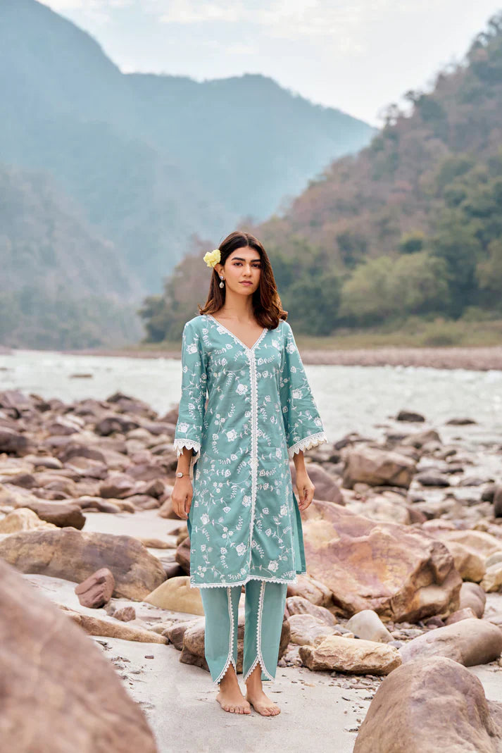 Blue Cotton Suit Set