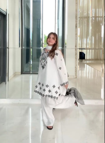 White RawSilk classic Suit Set