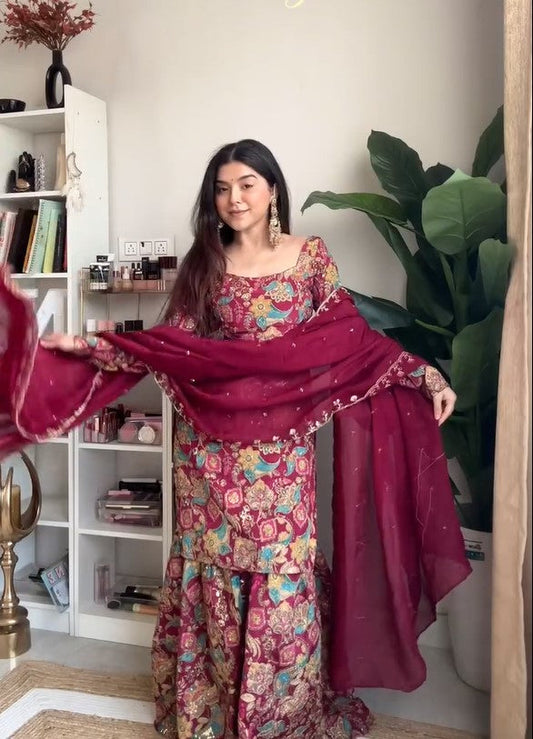 Cherry Sharara Set