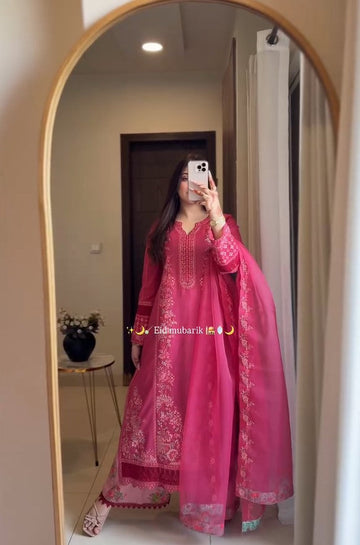 Pink Heavy Embordered Suit Set