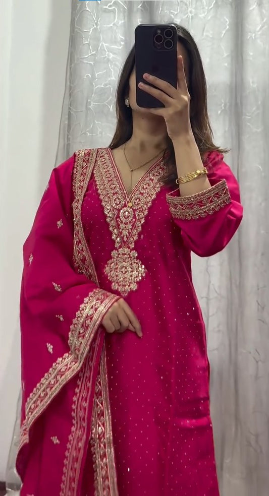 New Embroidered  Suit Set With Dupatta