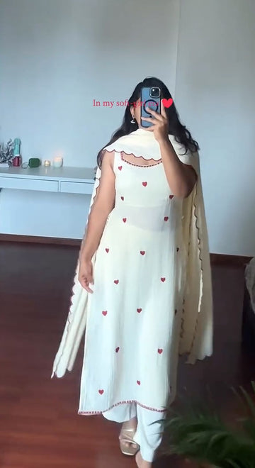 Pure White cotton lurex Suit