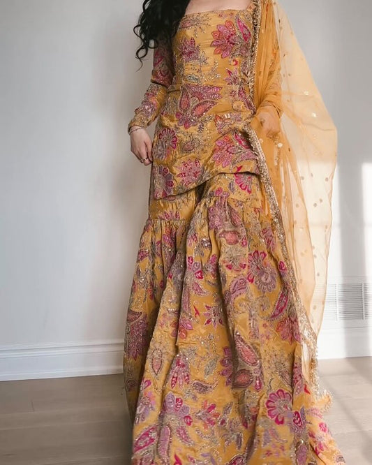Yellow Designer Sharara Set