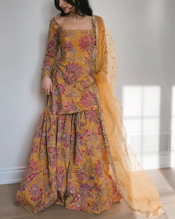 Yellow Designer Sharara Set