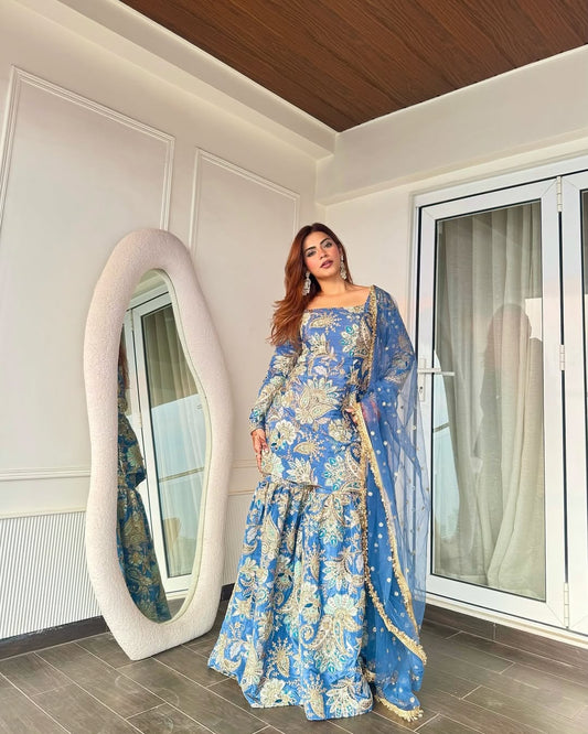 Blue Sharara Set