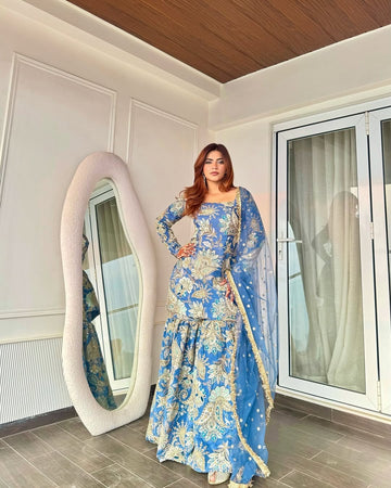 Blue Sharara Set