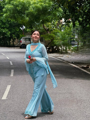 Tanisha Sky Blue Sharara Set
