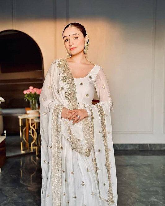 White Colour Embroidered Suit Set